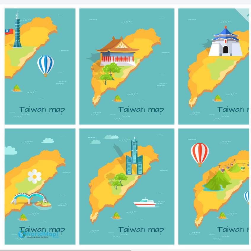 Carte de dessin anime de Taiwan